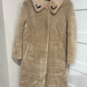 Size S Lamb Wool And suede Interior Coat With Mink fur Collar. NWT. MSRP $499.